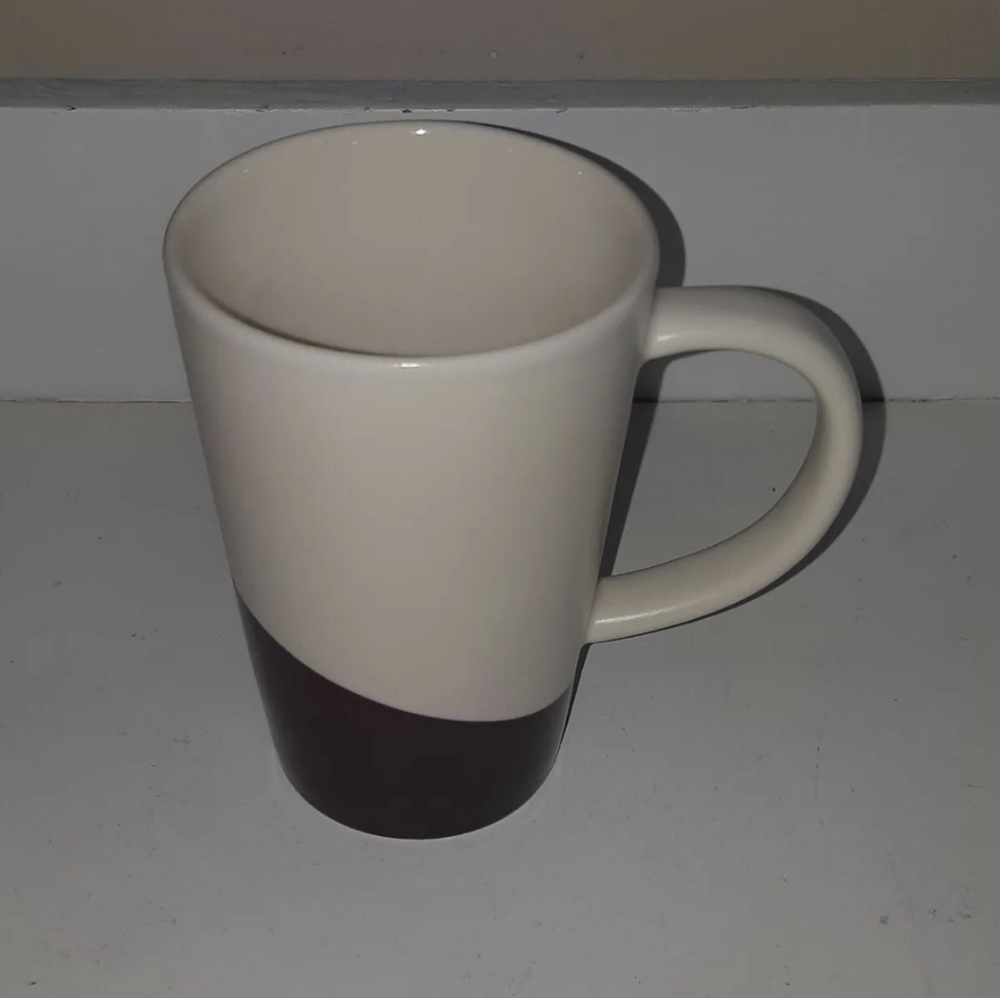 Davids Tea Mug 13 inches tall beige and purple